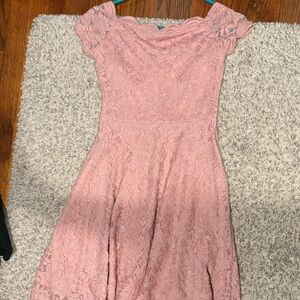 Elegant Sparkly Pink Lace High-Low Dress